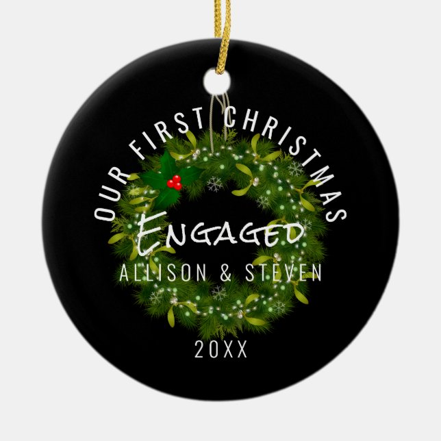 Modern vår första julklapp Engine Wandeine Julgransprydnad Keramik (Framsidan)