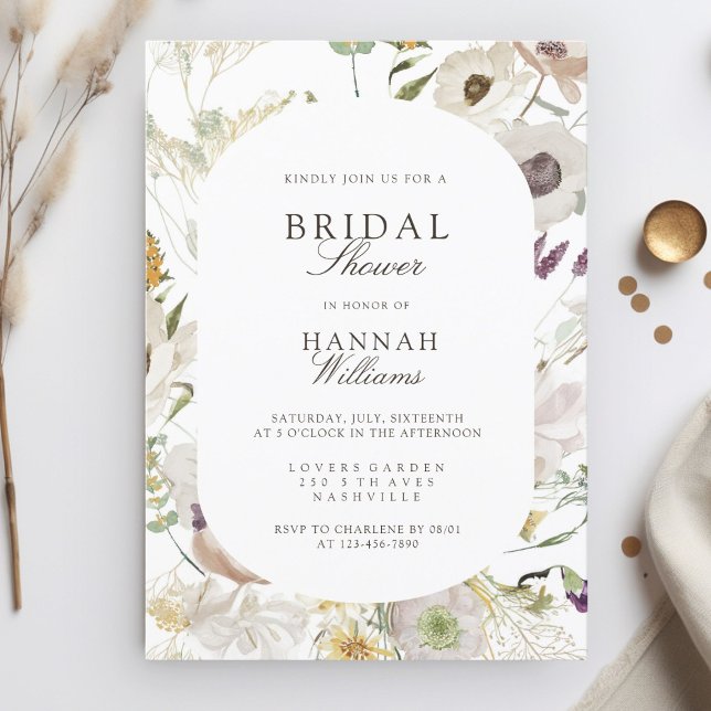 Modern, vår Möhippa Inbjudningar (Modern, floral, boho, spring wedding invitation. Print+Download)