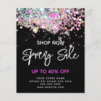 Modern Vår Sale Holografiska Glitter Black Flygblad