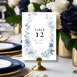 Modern Vår sommartid, Blommigt Blue White Bröllop Inbjudningar