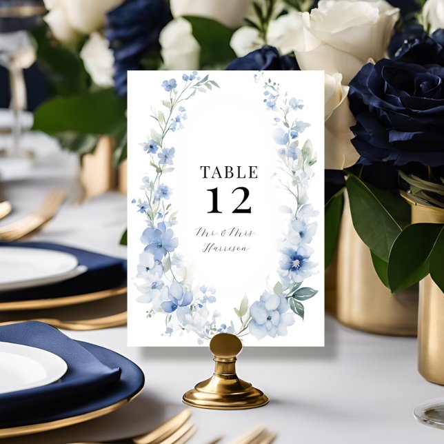 Modern Vår sommartid, Blommigt Blue White Bröllop Inbjudningar (Skapare uppladdad)