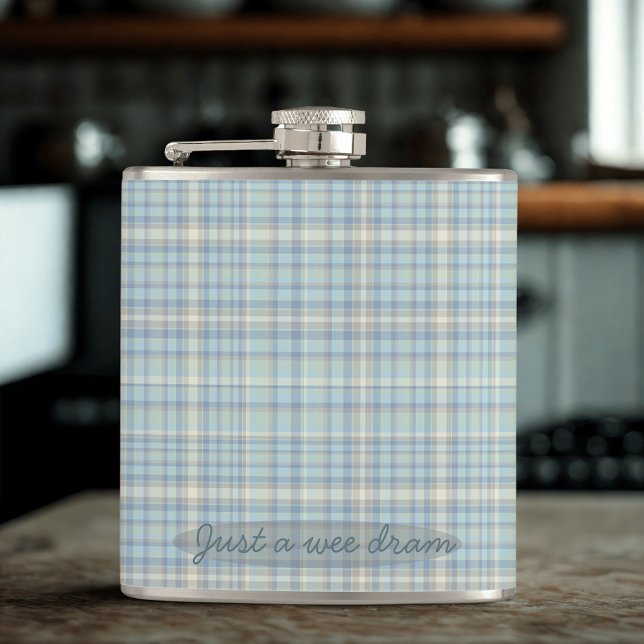 Modern Vår Tartan Blue Play-kolv Fickplunta (A special clan tartan flask with space for your name)