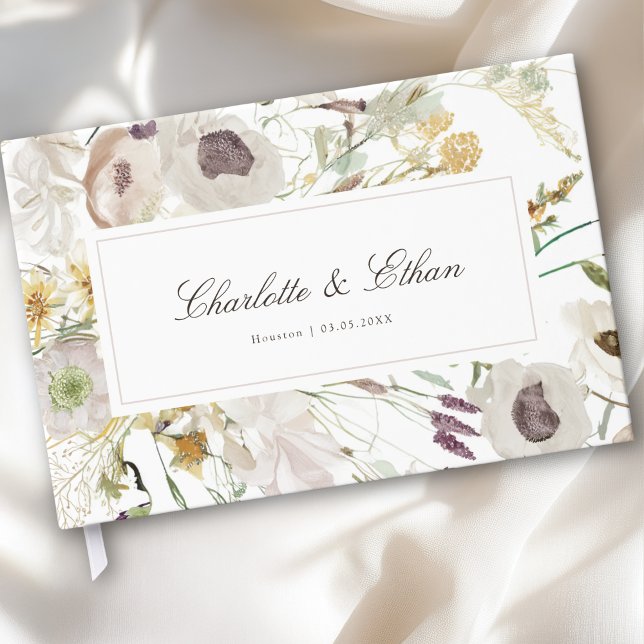 Modern vårbröllop gästböcker (Modern Spring Boho Floral Watercolor Wedding Guest Book)