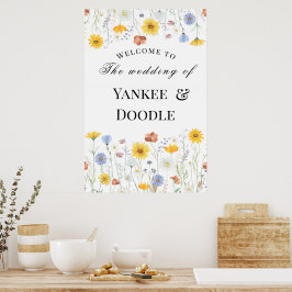 Modern vårbröllop med vilda blommor poster