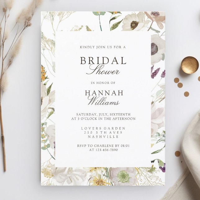 Modern vårbröllopsfest inbjudningar (Modern, floral, boho, spring bridal shower invitation. Print+Download)