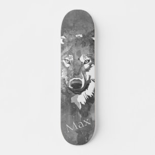 Modern varg för svartvit abstrakt mini skateboard bräda 18,5 cm