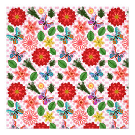 Modern vårgårds fjäril blomstermönster fototryck