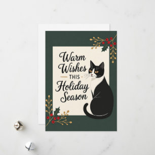 Modern Varm Julhälsning Katt Jul Firande Platt Kor Julkort