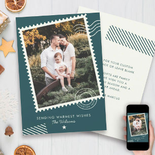 Modern varm rolig familjefoto frimärke  julkort