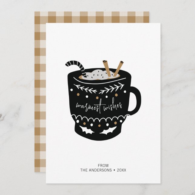 Modern varmaste Önskemål Hett Cocoa Julkort (Fram/baksida)