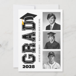 Modern Varsity Baseball Player Photo Graduation Inbjudningar
