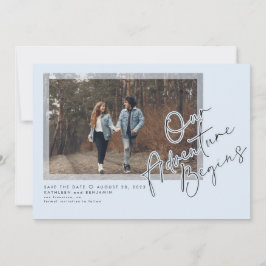 Modern vårt Äventyr börjar spara datumfoto Datumet