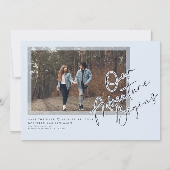 Modern vårt Äventyr börjar spara datumfoto Spara Datumet (Framsida)