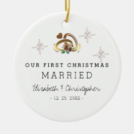 Modern vårt första julfoto julgransprydnad keramik