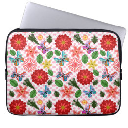 Modern vårträdgård fjäril blommig laptop fodral