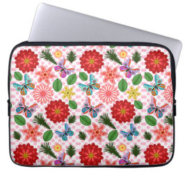 Modern vårträdgård fjäril blommig laptop fodral