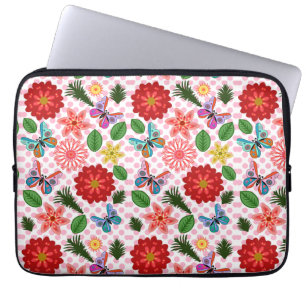 Modern vårträdgård fjäril blommig laptop fodral