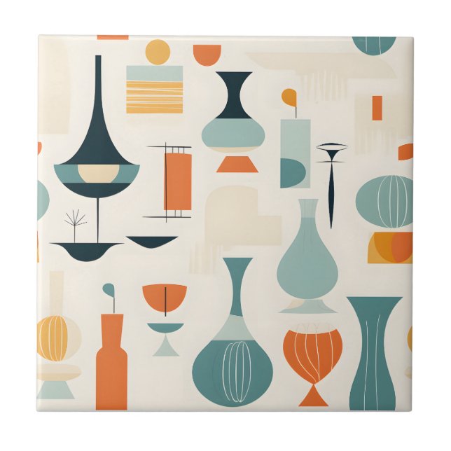 Modern Vas-form i mitten av århundradet Kakelplatta (Framsidan)