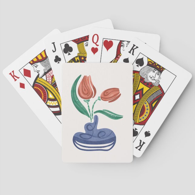 Modern Vas med tulpaner | Blommigt still Life Art Casinokort (Baksidan)