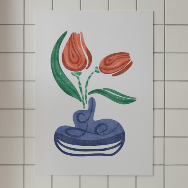 Modern Vas med tulpaner | Blommigt still Life Art Poster (Skapare uppladdad)