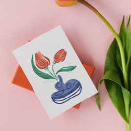 Modern vas med tulpaner | Blommor stilleben konst Vykort