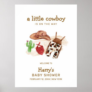 Modern västerländsk kaktus cowboy baby shower välk poster