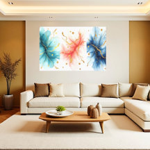 Modern vätske-bläck virvlar i guld abstrakt canvas