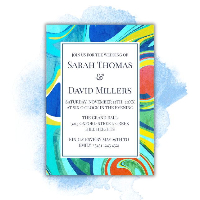 Modern vätsketrunge Vibrant Bröllop Inbjudningar (Skapare uppladdad)