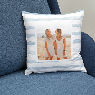 Modern Vatten Pastel Blue Rand   Foto Kudde