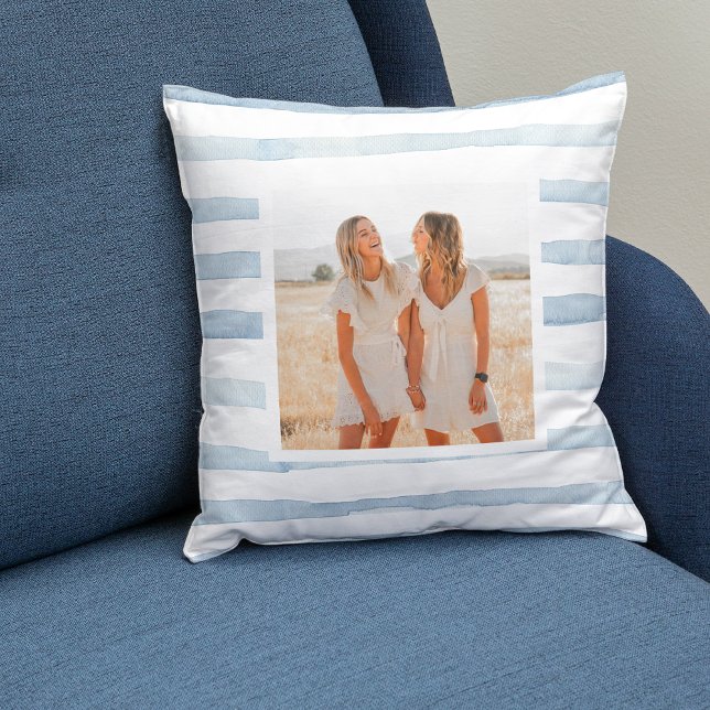 Modern Vatten Pastel Blue Rand | Foto Kudde (Skapare uppladdad)