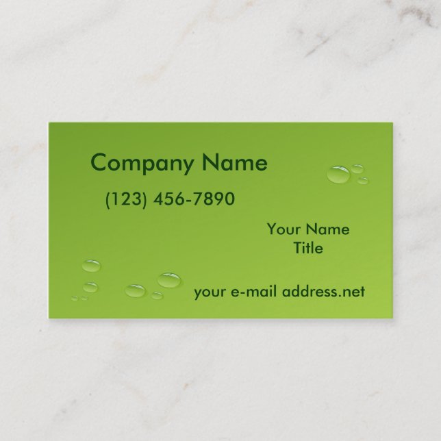 Modern Vatten tappar Bright-Grönt Visitkort (Framsida)