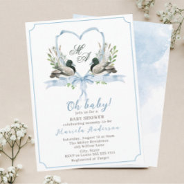 Modern vattenfärg anka mallard Baby Shower Inbjudningar