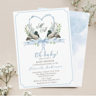 Modern vattenfärg anka mallard Baby Shower Inbjudningar