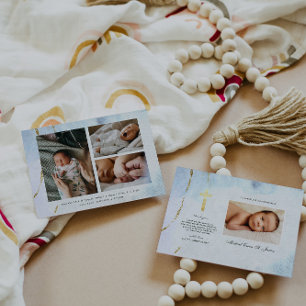 Modern vattenfärg   Baptism i blå och Guld
