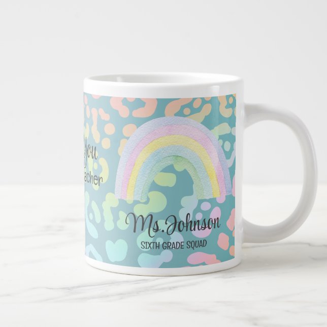 Modern vattenfärg Bästa lärare någonsin Regbow Mug Jumbo Mugg (Höger)