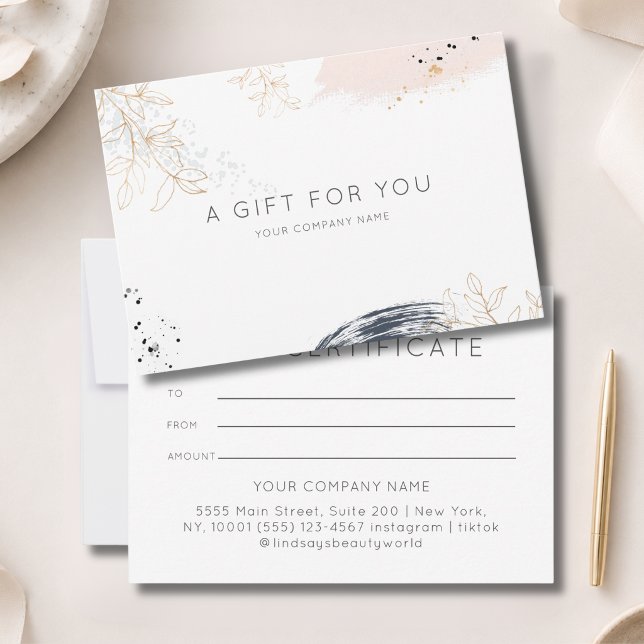 Modern vattenfärg bläck presentkort (Modern Watercolor Ink QR Code Gift Certficate White Blue Blush)