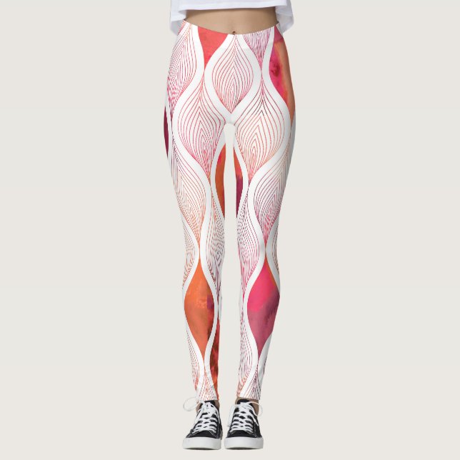 Modern vattenfärg blad, sömlös mönster. leggings (Framsida)
