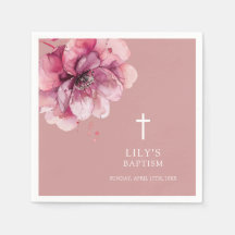 Modern vattenfärg blommig dop i dammig rosa