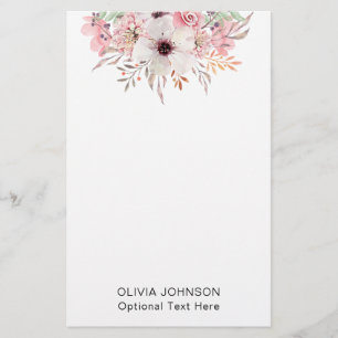 Modern vattenfärg Blommig monogramnamn Brevpapper