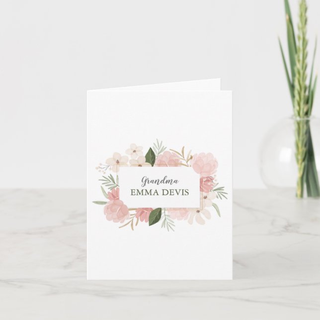 Modern vattenfärg blomster skript elegant mormor kort (Framsida)