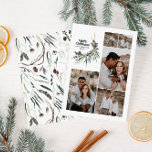 Modern vattenfärg botanik för multifoto-elegant julkort<br><div class="desc">Svart,  modern multifoto-elegant,  rostfärgad,  torkad botanisk blommigt muterade färg helgdag julkort.</div>