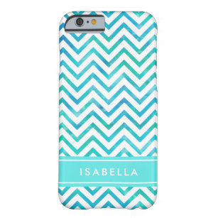 Modern vattenfärg Chevron Mönster Blue och White Barely There iPhone 6 Fodral
