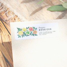 Modern vattenfärg Citrus Fruit Cute Returadress Etikett