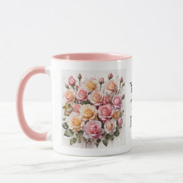 Modern vattenfärg Cute Rosa ros Flower Mugg