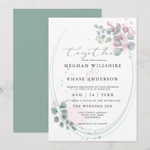 Modern vattenfärg Eucalyptus Foliage BarefootBride Inbjudningar