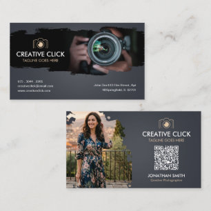 Modern vattenfärg Fotograf QR-kod Företagskort Visitkort