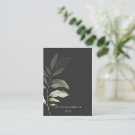 Modern vattenfärg Greenery Minimal Grått Visitkort