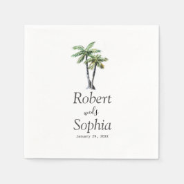 Modern vattenfärg Handflatan Träd Bröllop Pappersservett