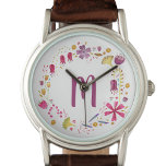 Modern vattenfärg - höstblomma - Monogram Armbandsur<br><div class="desc">Vattenfärgning av höstens häckblommor av vild.
Anpassa genom att ändra den ursprungliga versionen.</div>