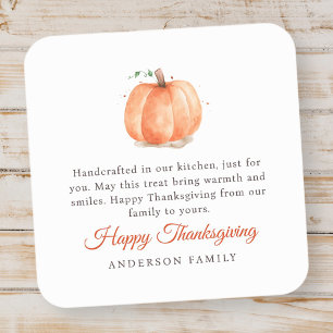 Modern vattenfärg, höstpumpa, Thanksgiving Fyrkantigt Klistermärke